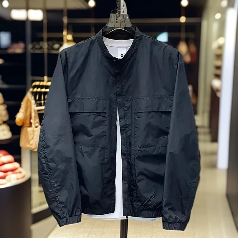 男士新款纯色简约工装夹克潮流宽松上衣百搭棒球领休闲男外套2025