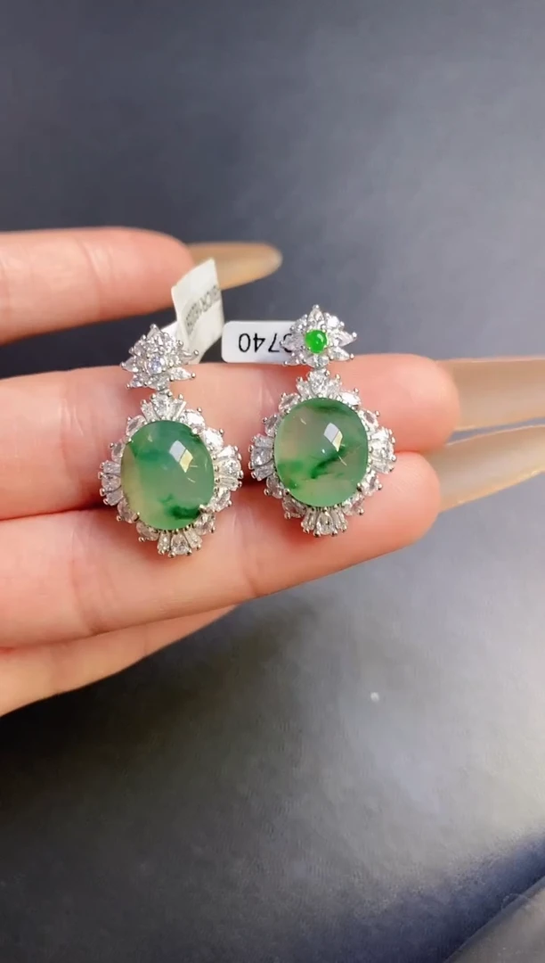 银S925镶嵌戒指翡翠天然