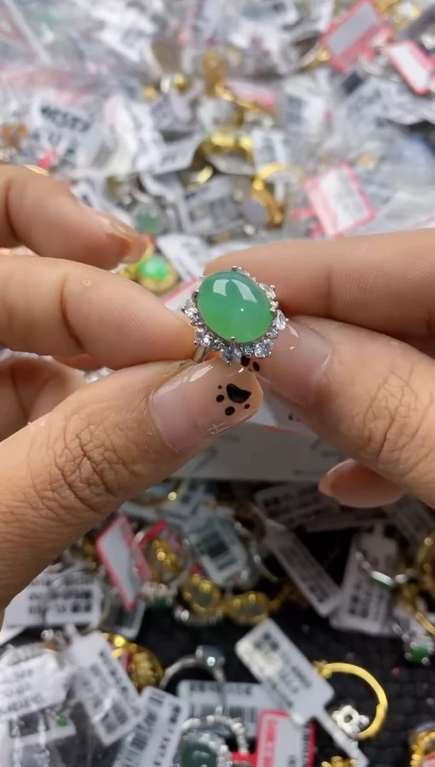 银S925镶嵌戒指翡翠1111111   8