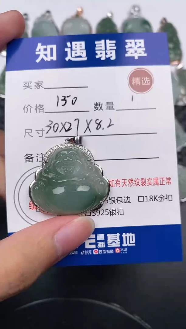 翡翠银S925镶嵌颈饰挂件