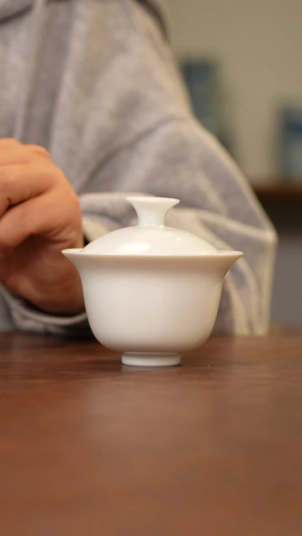 杯景德镇手工白胎小元宝盖碗