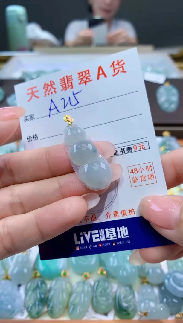 颈饰18K金镶嵌翡翠天然翡翠A货挂件