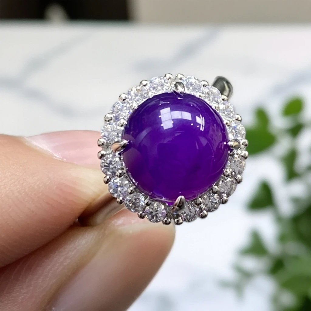 深紫龙醇10mm天然玉石戒指