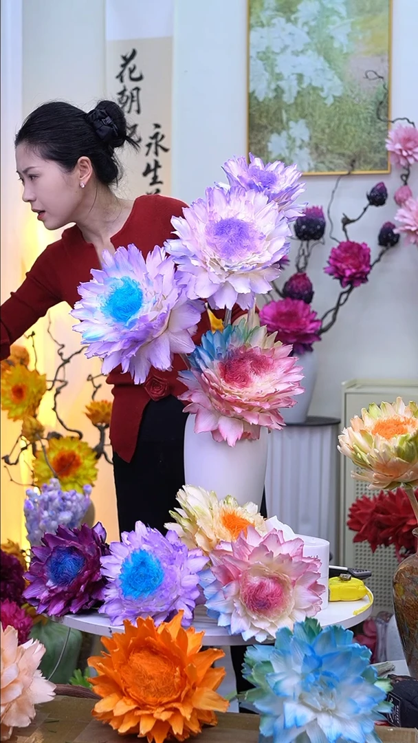 永生洋蓟浅彩虹+蓝紫渐变2头+紫霞0127