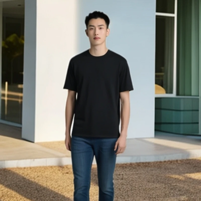 纯棉男款短袖T恤纯色圆领黑色男女休闲上衣内搭ins打底衫夏季男