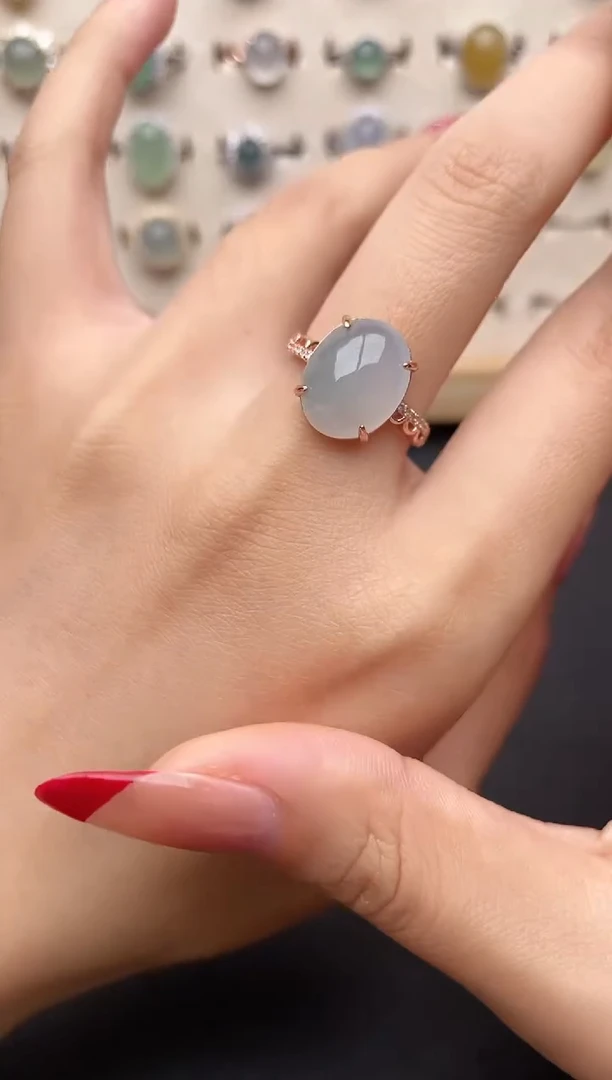 【闪购商品】翡翠戒指银S925镶嵌一物一证一礼盒