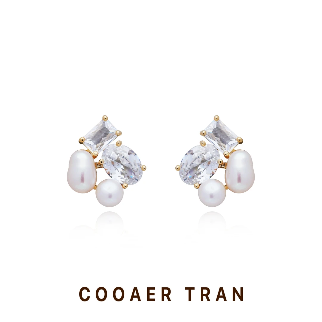 铜合金耳饰 【采珠】法式经典春夏高级感精致小众百搭耳饰RH9042#