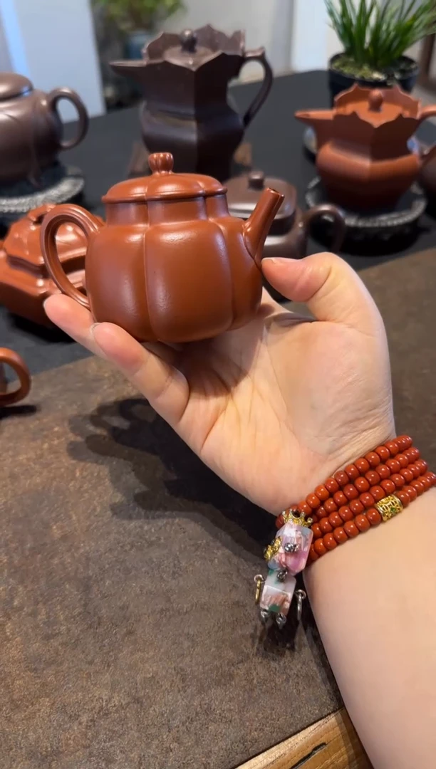 茶壶紫砂繁花 朱泥