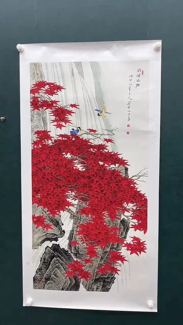 国画刘用华-8平尺-花鸟-带书