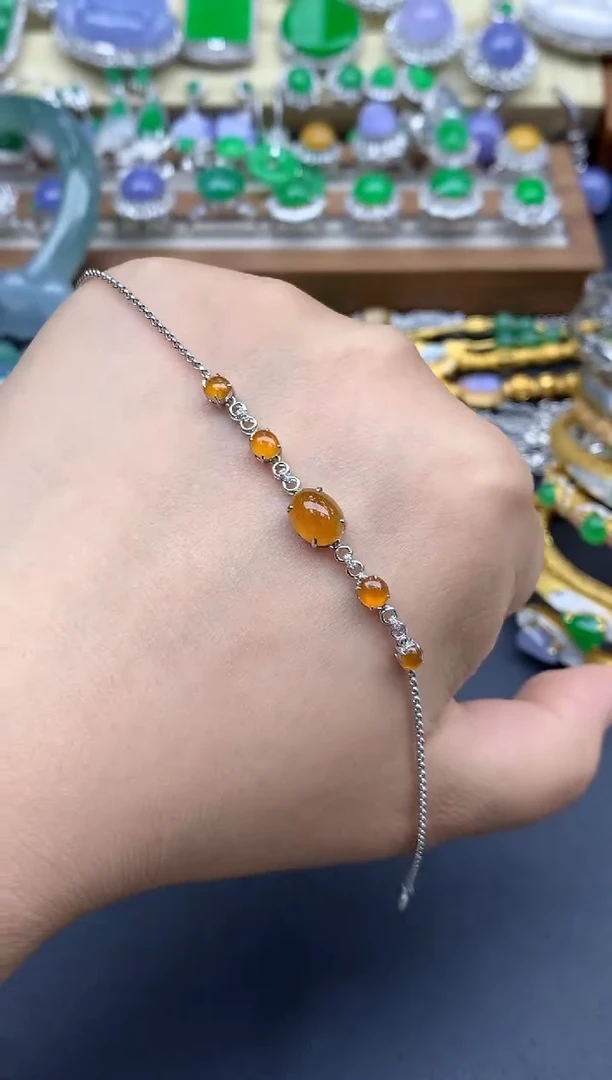 18K金镶嵌手链翡翠182-春日珠宝