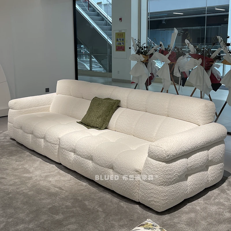 政府补贴奶油风棉花糖布艺沙发羊羔绒白色现代客厅小户型云朵靠背