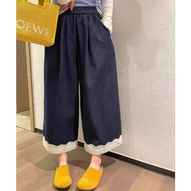 2025韩系女童蕾丝花边牛仔裤