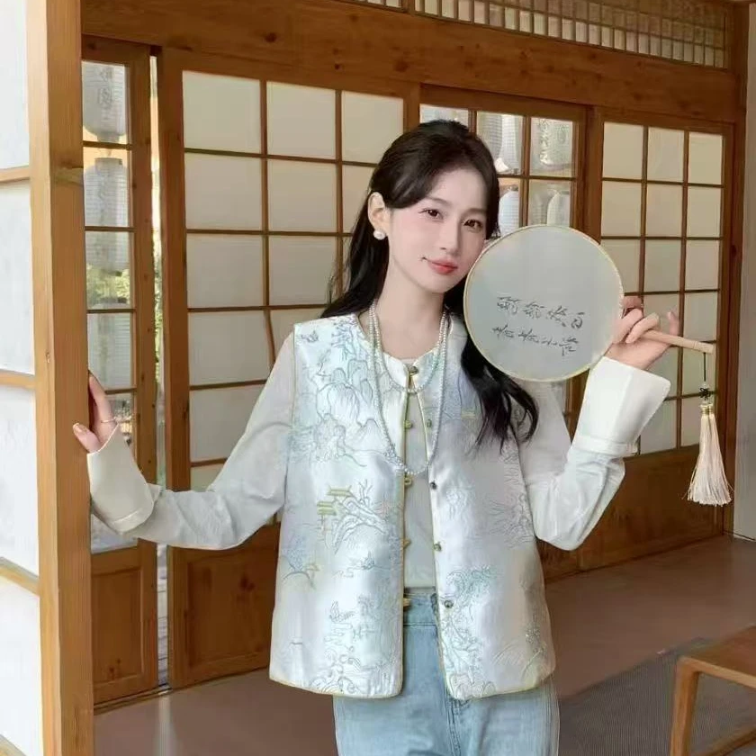 新中式国风两面穿盘扣马甲女春秋高级感2025