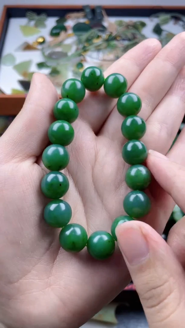 未镶嵌手串和田玉碧玉卡12mm手串