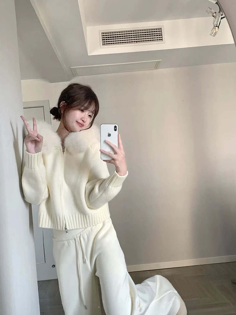 法式毛毛领潮牌女装开衫潮流风秋冬厚款时尚风时尚外套韩版