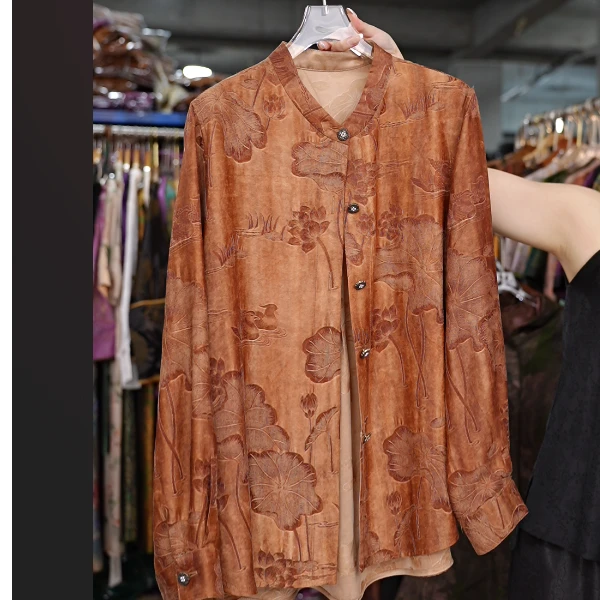 0159咖色新款国风气质显白洋气提花外套时尚春游上衣外套