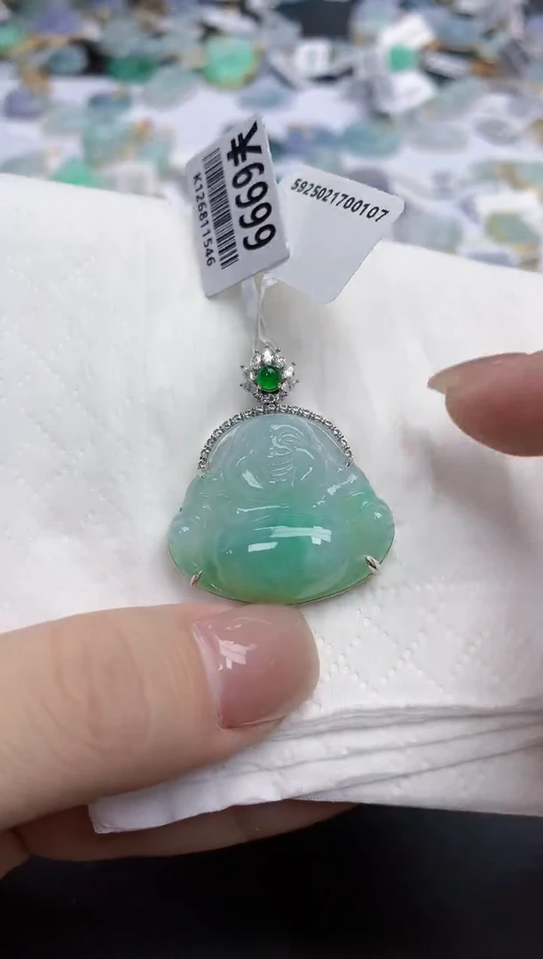 【闪购商品】翡翠颈饰18K金镶嵌天然缅甸翡翠A货