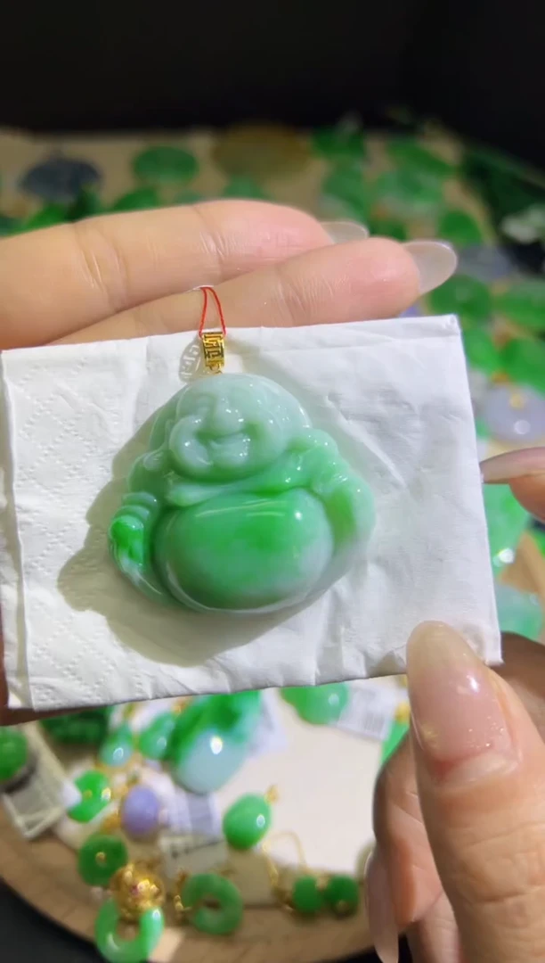 【闪购商品】翡翠颈饰18K金镶嵌Q缅料A货翡翠/支持复检/一件