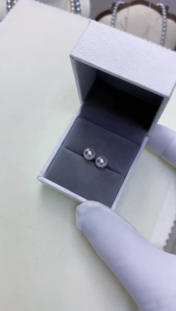 【闪购商品】海水珍珠饰品18K金镶嵌6-7素钉定制