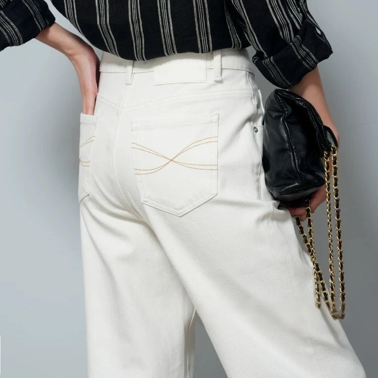 SU【040-4】花70  本本  MWMA女神必备百搭裤王奶白窄版直筒牛仔裤~