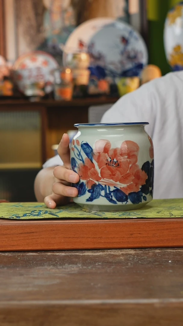 摆件景德镇釉下手绘陶瓷茶具，咖啡杯