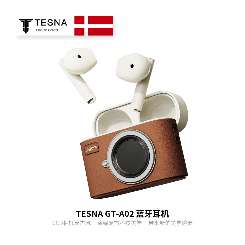 TESNA复古款GT-A02真无线蓝牙耳机支持音乐相机款半入耳耳机蓝牙