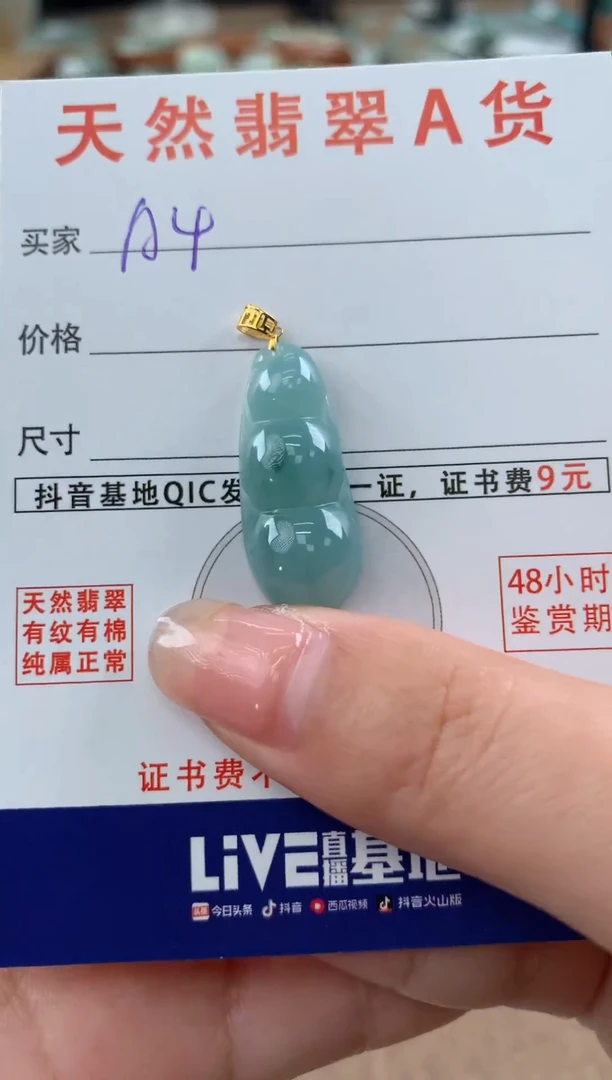 【闪购商品】翡翠颈饰18K金镶嵌 天然A货翡翠挂件