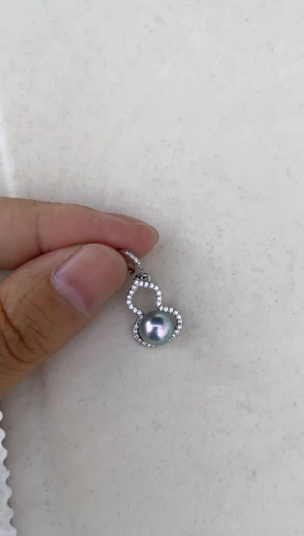 海水珍珠银S925镶嵌颈饰吊坠7-8