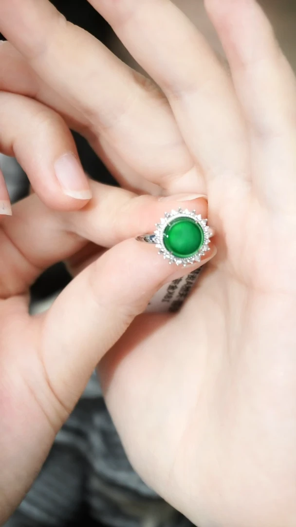 翡翠戒指18K金镶嵌14码