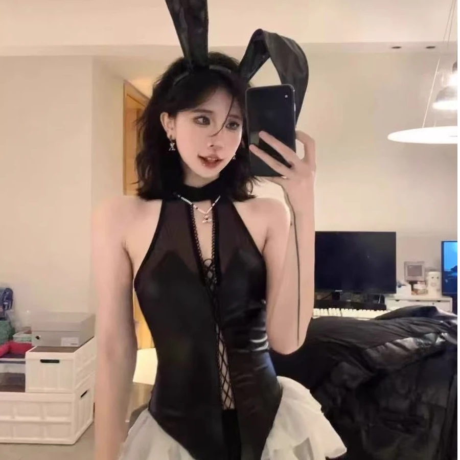 80-160斤吊带黑色甜辣睡裙大蝴蝶结美背御姐连体裙