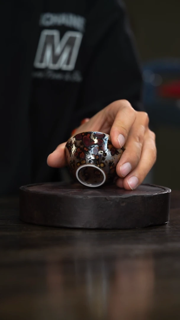 49柴房陶瓷柴烧斑鹿鸡缸杯