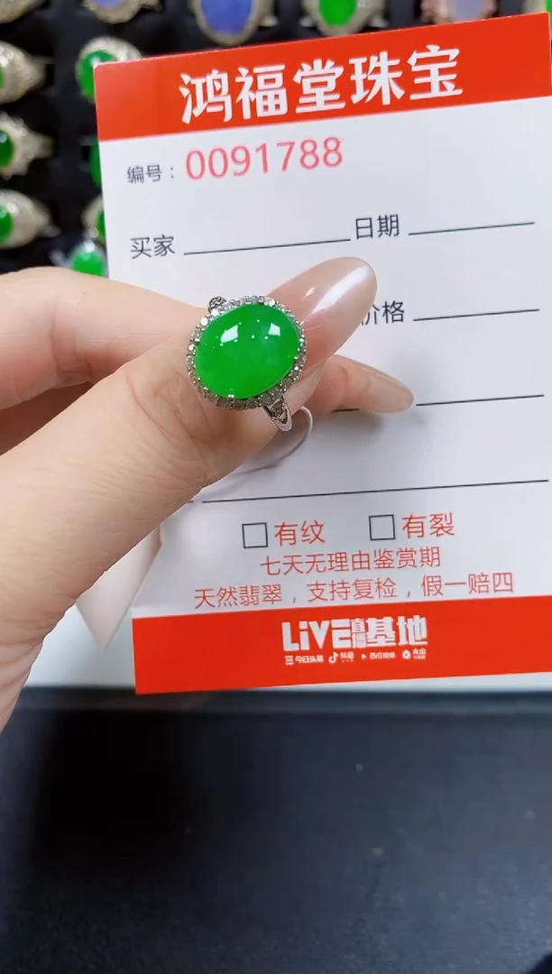 翡翠戒指银S925镶嵌1788