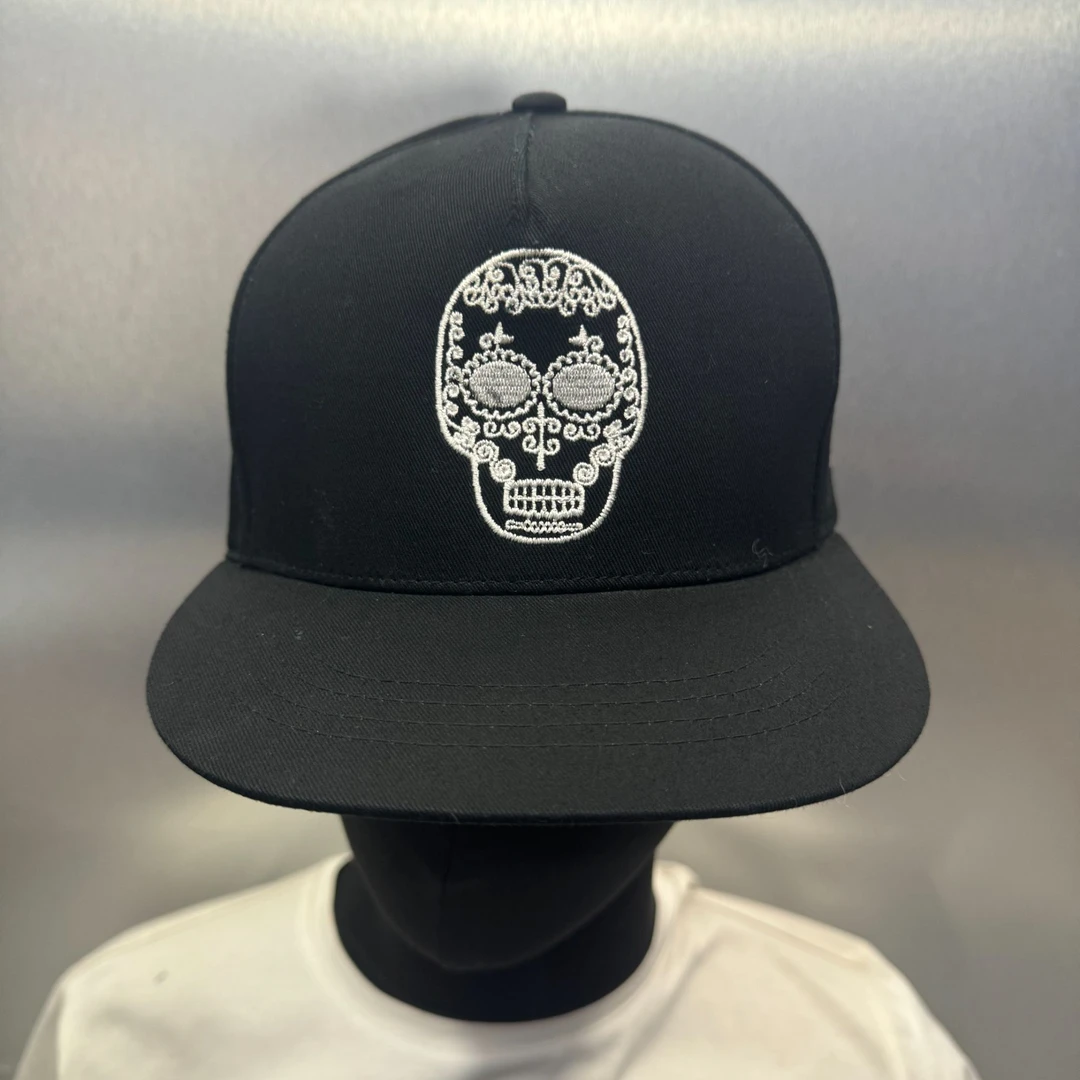 福利区-28875-XX帽檐正面骷髅立体刺绣印花鸭舌帽