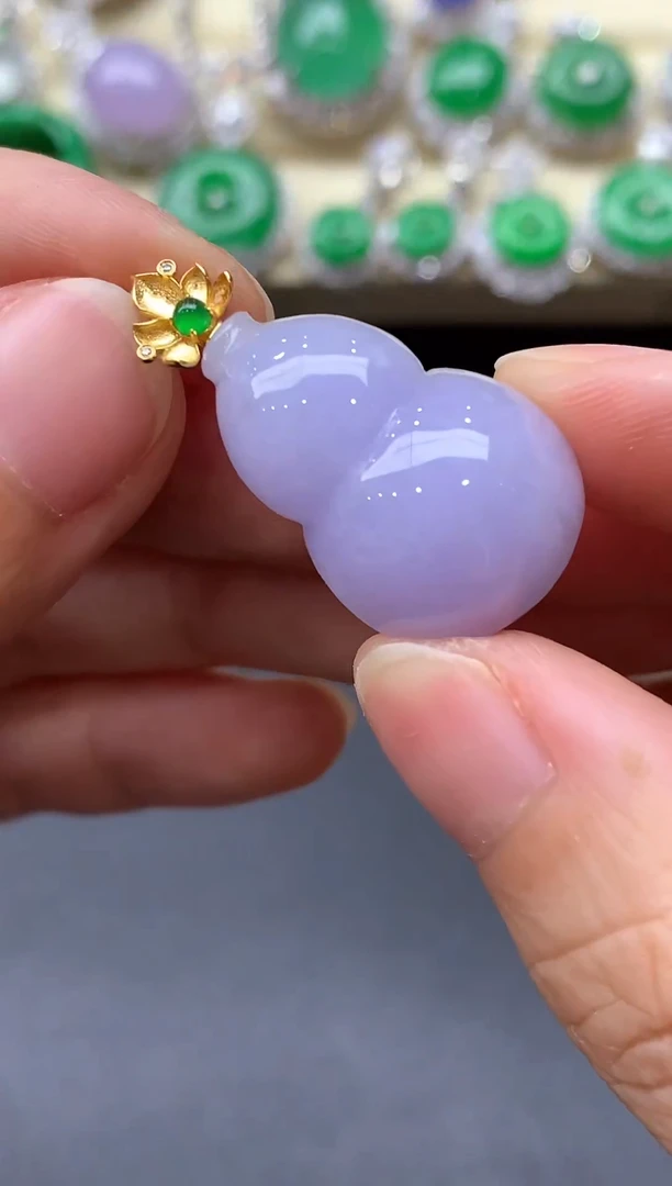 颈饰18K金镶嵌翡翠378-中国好珍宝