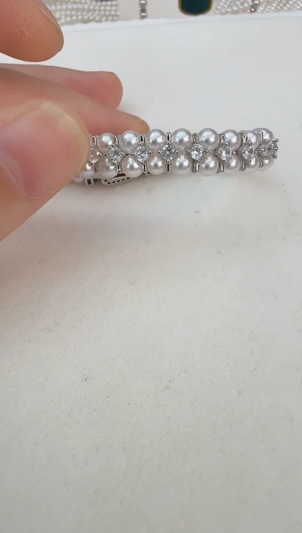 未镶嵌手镯淡水珍珠双层手镯