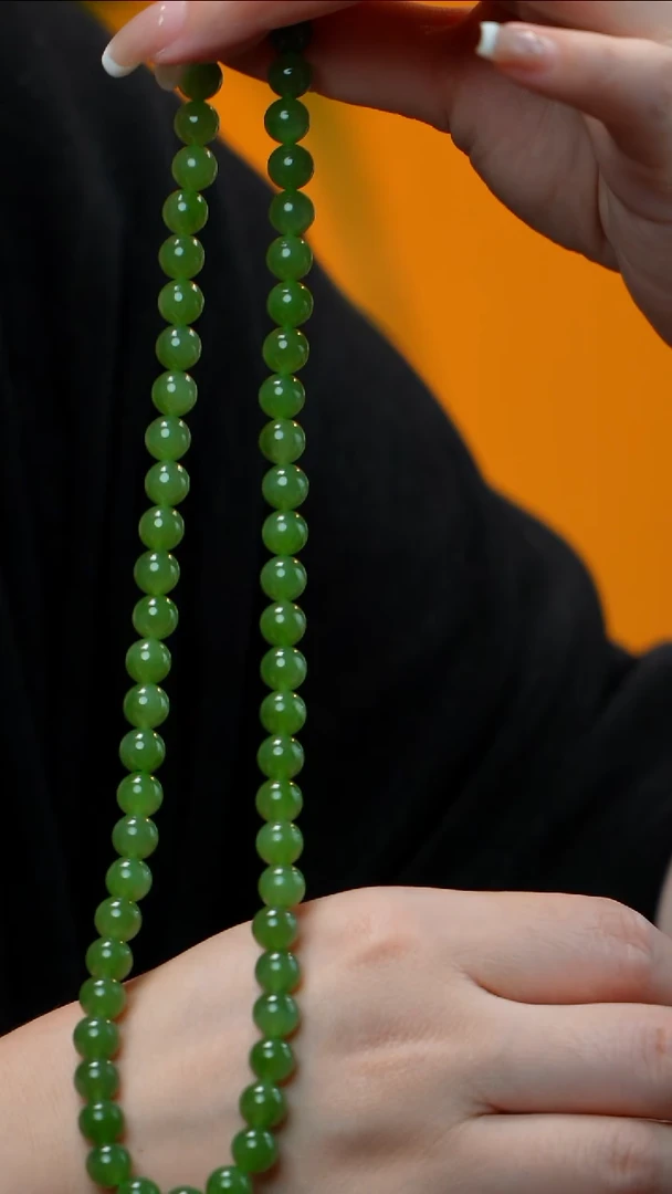 和田玉（碧玉）未镶嵌项链碧玉项链7-8mm 多样性发其一