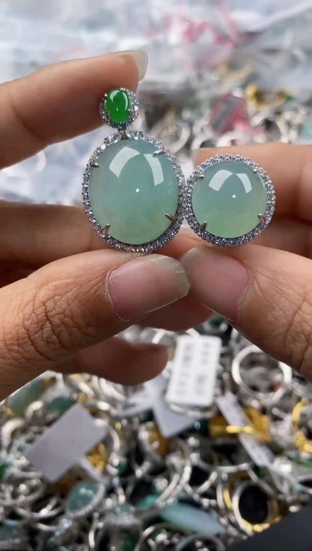 银S925镶嵌戒指翡翠1010---2