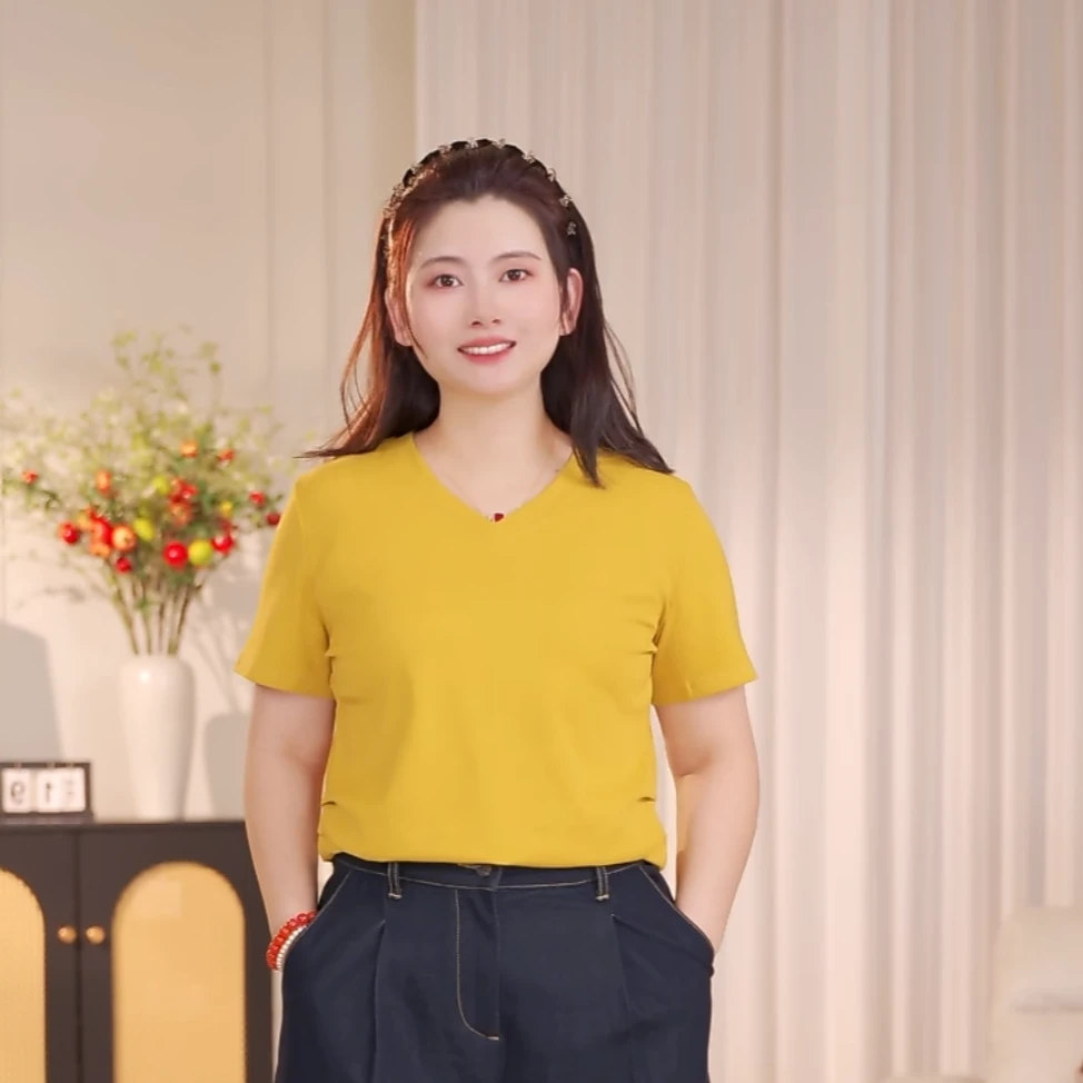 夏季新款短袖清凉一下气质女棉T微胖MM显瘦修身棉T恤F590