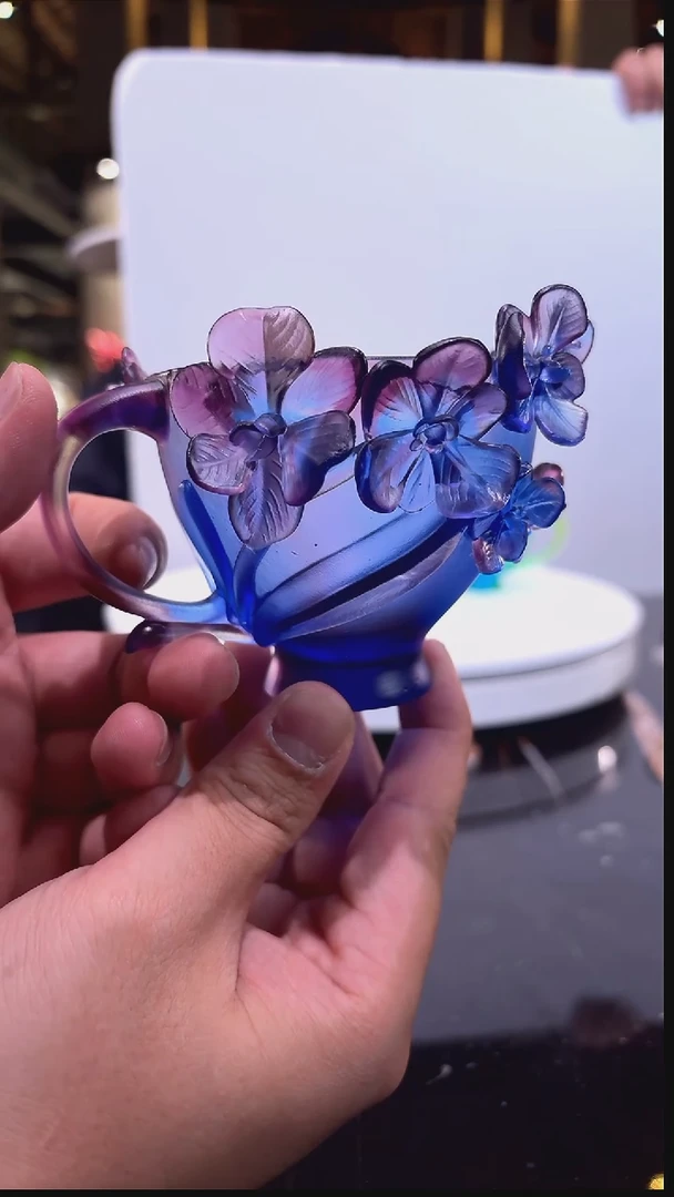 摆件0601115-3蓝紫色咖啡杯