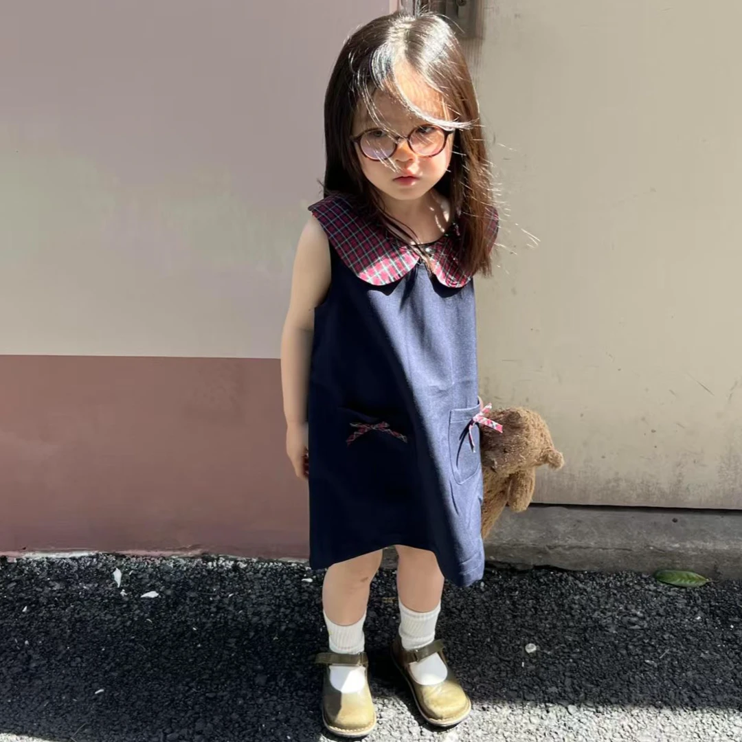 小惜亦女童夏装2025新款爆款格子娃娃领连衣裙独特洋气时髦女童装