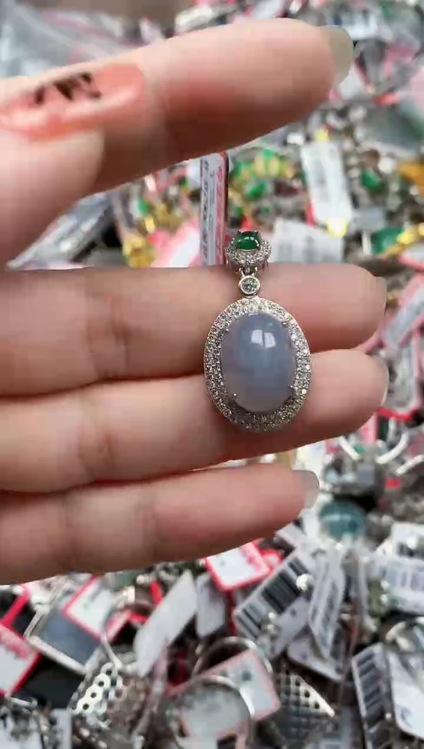 银S925镶嵌戒指翡翠天然A货缅甸翡翠