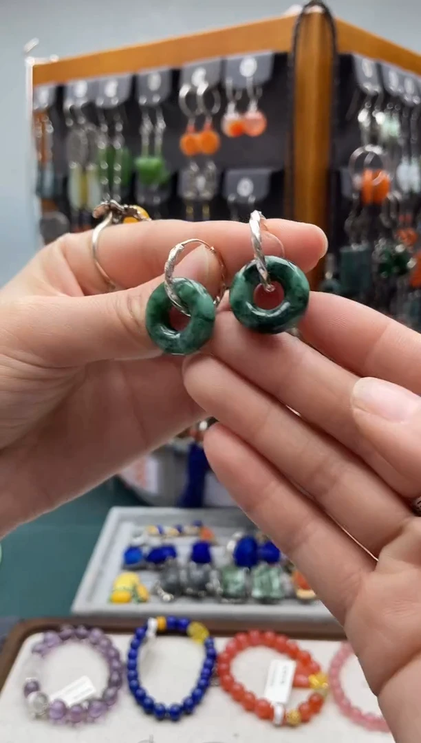 【闪购商品】翡翠耳饰银S925镶嵌饰品