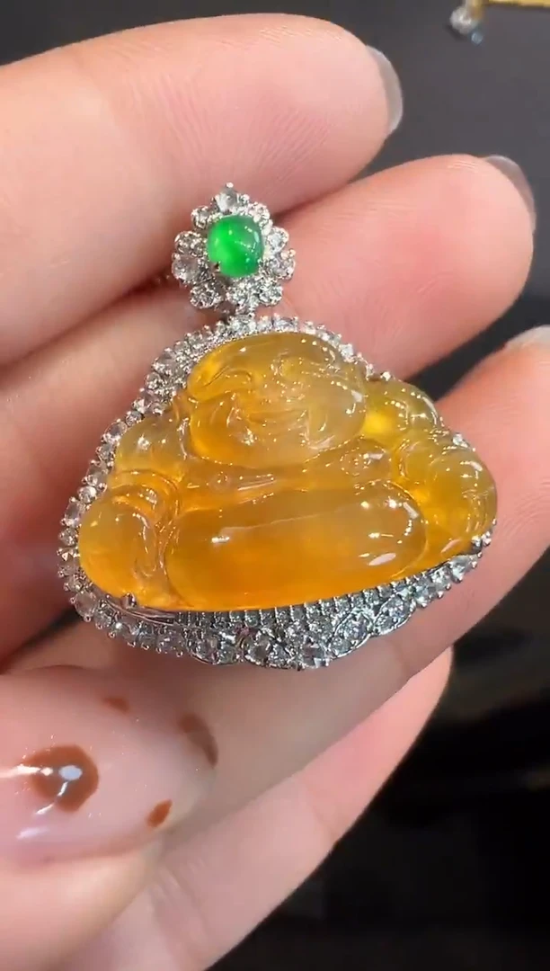 吊坠(不含链)18K金镶嵌翡翠AL6