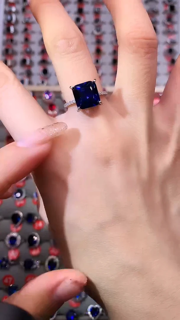 【闪购商品】蓝宝石戒指银S925镶嵌1111111