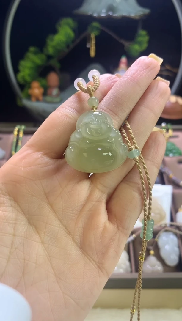 和田玉未镶嵌颈饰精选吊坠 30mm佛公天然和田玉青海猫眼