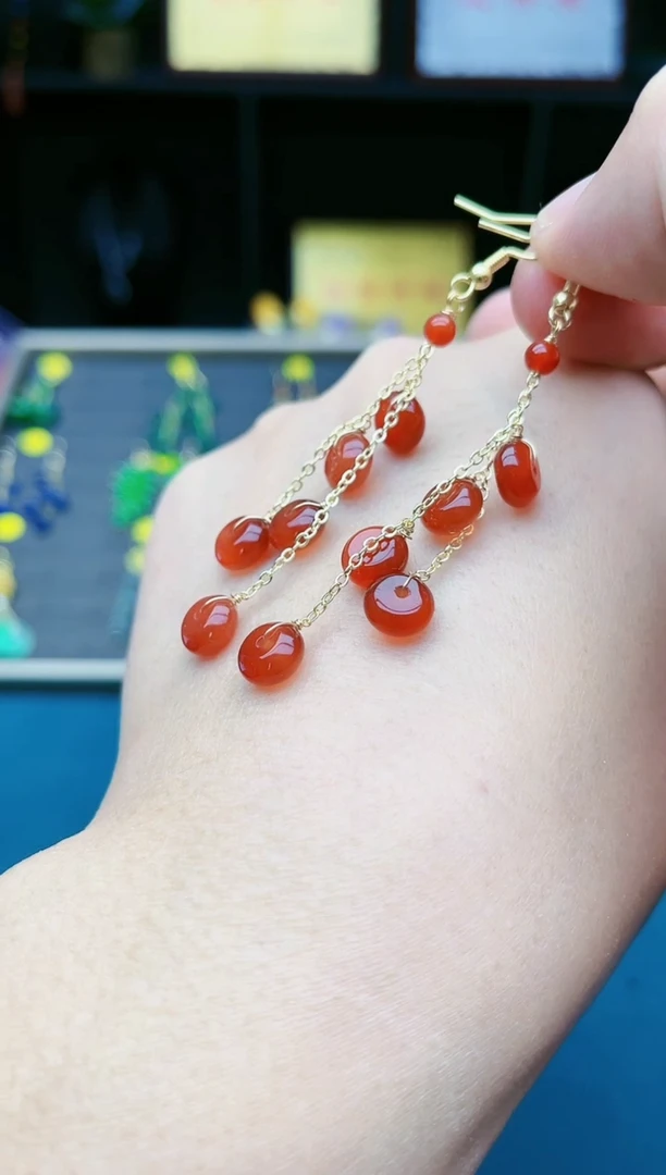 【闪购商品】南红玛瑙耳饰银S925镶嵌526000