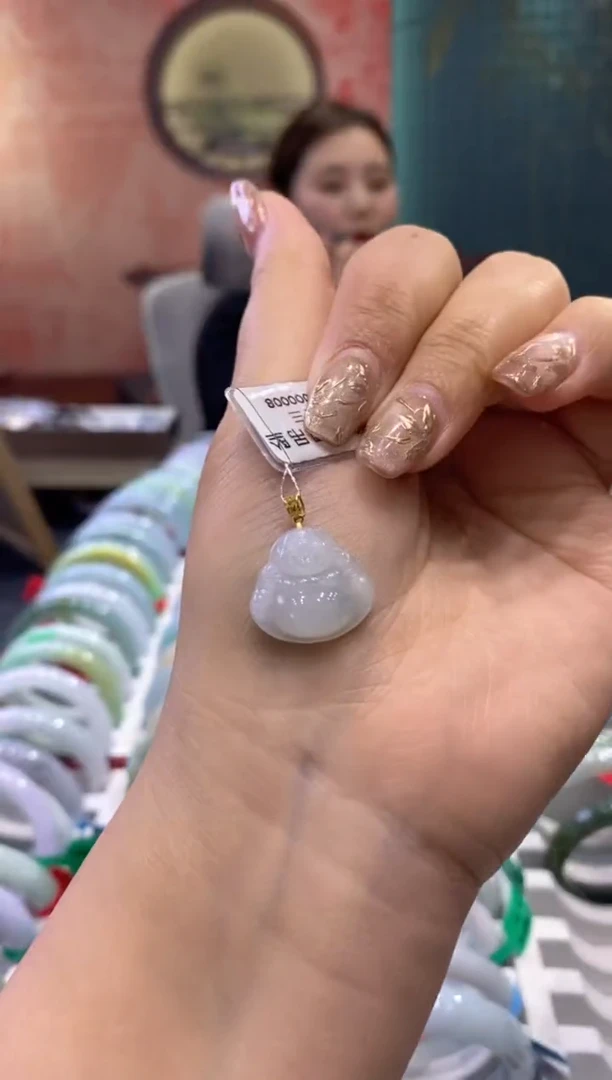 【闪购商品】翡翠吊坠(不含链)18K金镶嵌多人0012407