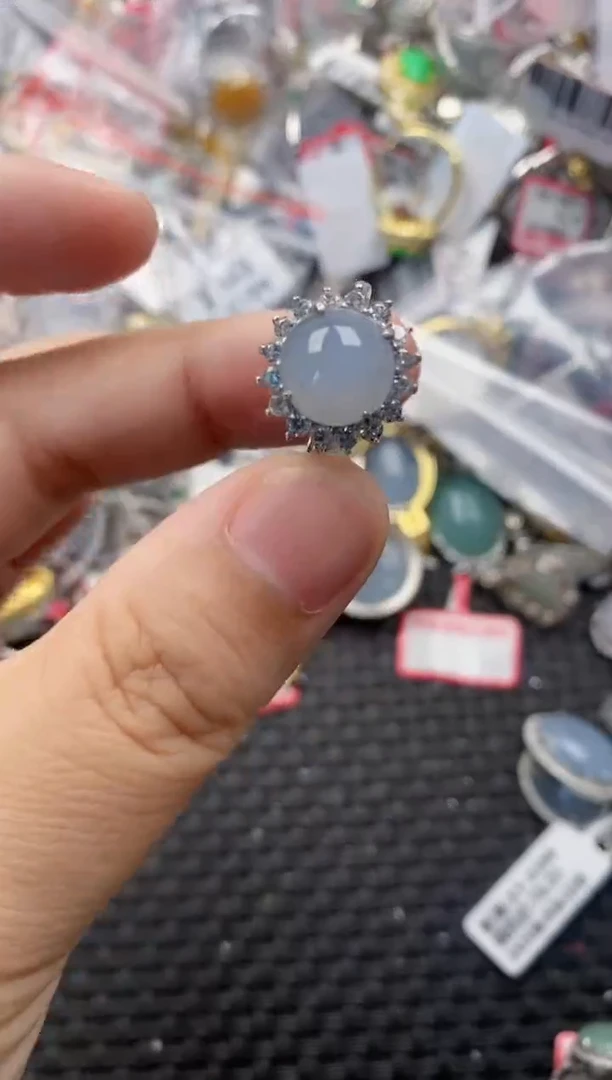 银S925镶嵌戒指翡翠111      5