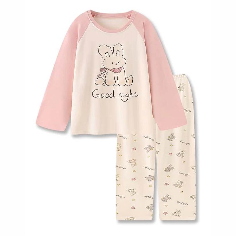 卡通兔子纯棉睡衣可爱女春秋款长袖长裤可外穿薄款家居服套装