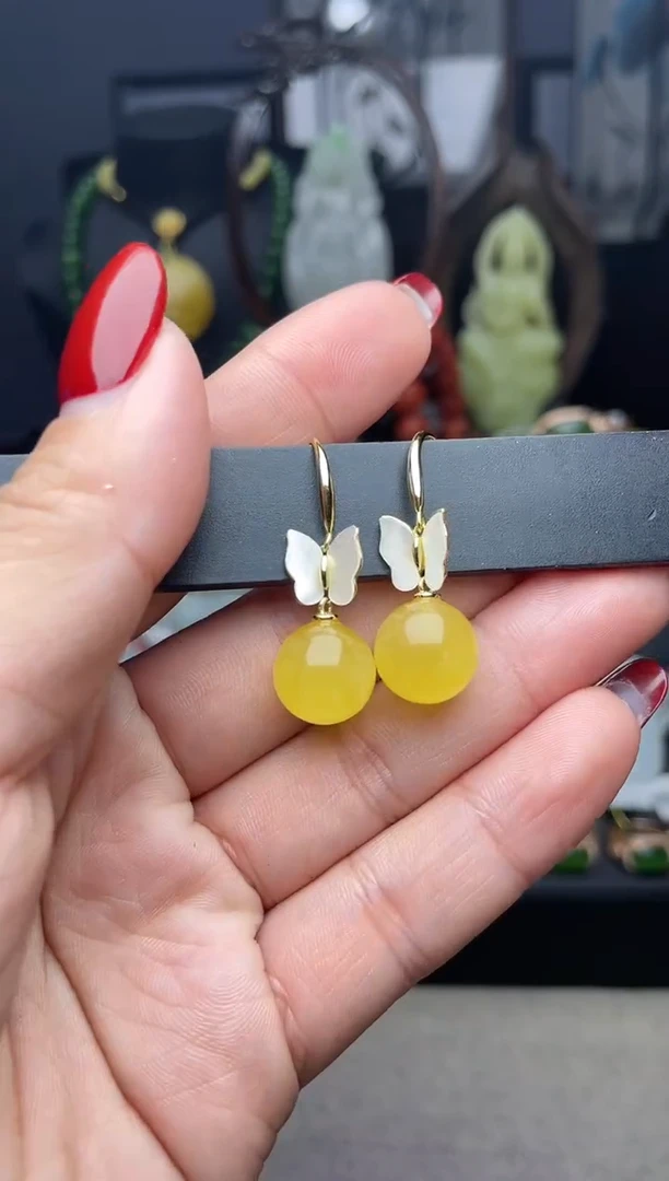 【闪购商品】蜜蜡耳饰银S925镶嵌耳饰